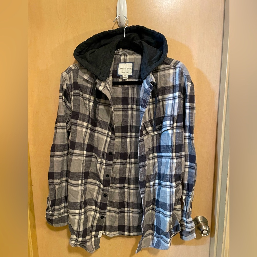 American Eagle Super Soft Hooded Long Sleeve Flannel